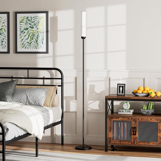 Ambimall LED Floor Lamp with Remote Control, 65" Standing Lamp with Stepless Adjustable 3000K-6500K Colors & 5%-100% Brightness, Foot Switch(Black) - Bloomnest