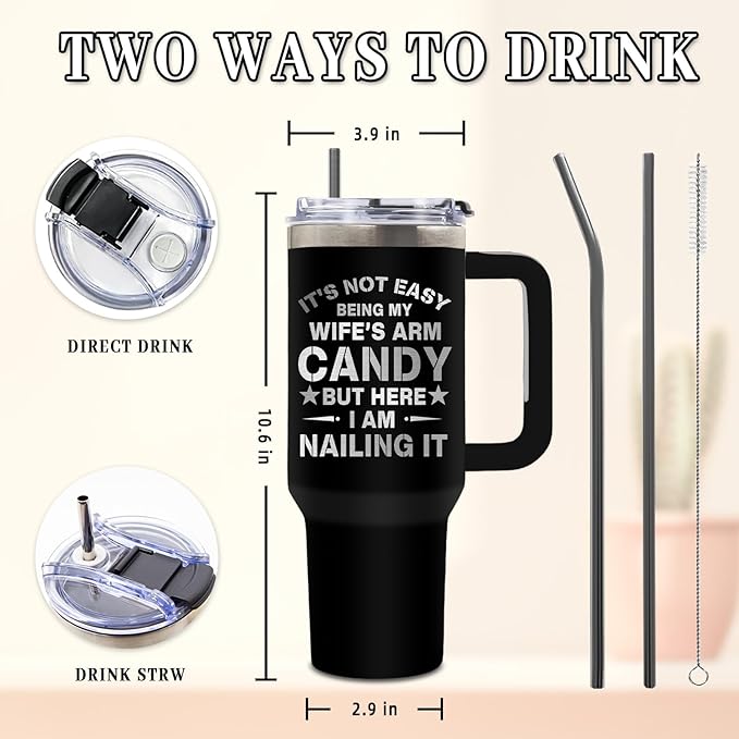 DUUV Gifts for Husband from Wife, Husband Tumbler with Handle 40 Oz, Christmas Thanksgiving Wedding Anniversary Appreciation Birthday Gifts for Husbands Men Him, 1PCS - Bloomnest