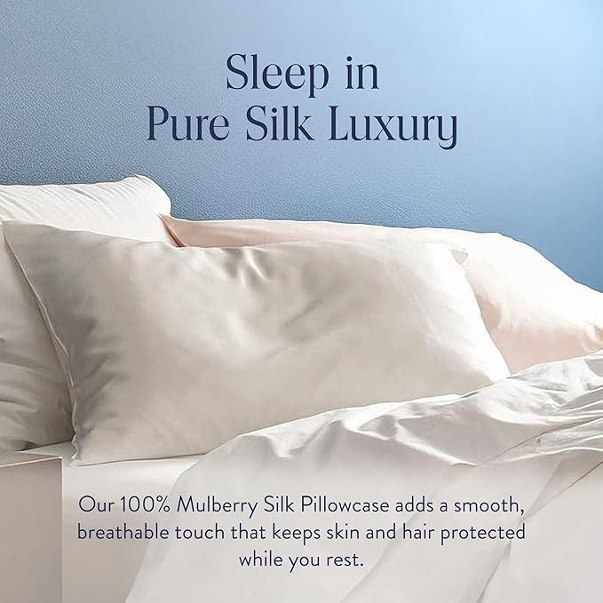Brooklinen Mulberry Silk Pillowcase – 100% Pure Silk Pillow Case, Soft & Durable, Anti-Friction Comfort, Hight Quality Smooth Texture – Machine Washable & Breathable - Standard Size (Ivory) - Bloomnest