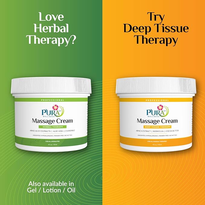 Wellness Professional Herbal Massage Cream, 4oz, Pura Massage Cream for Muscle Relief, Professional Deep Tissue Therapy, Wellness Herbal Massage - Bloomnest