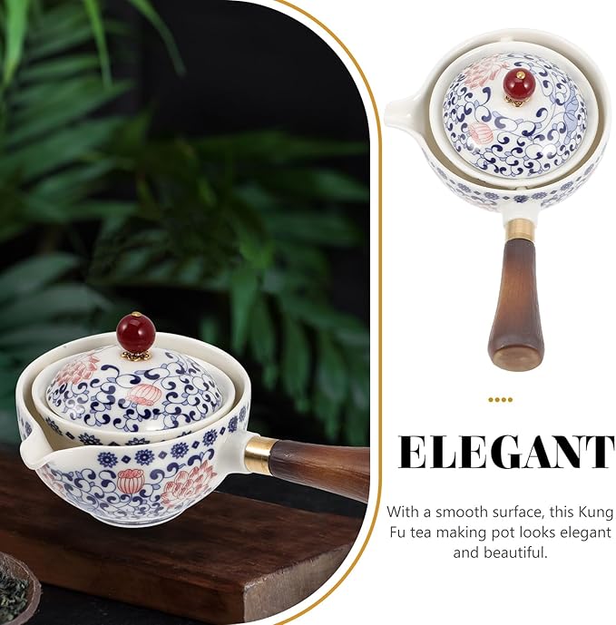 BESPORTBLE Rotatable Chinese Ceramic Teapot with Side Handle Vintage Porcelain Tea Kettle for Home Tea Ceremony with Smooth Surface - Bloomnest