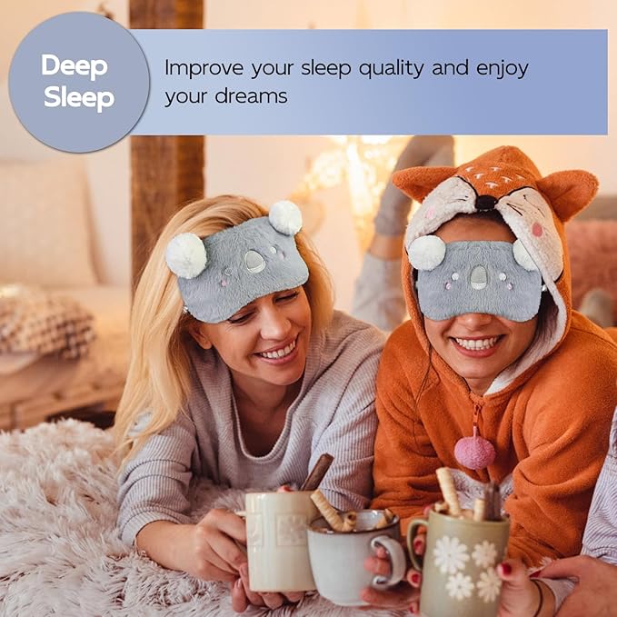 Cute Sleep Masks Cartoon Animal Koala Eye Masks Soft Plush Sleeping Mask Travel Blindfold Eye Shade for Kids Girls & Adults (Koala) - Bloomnest