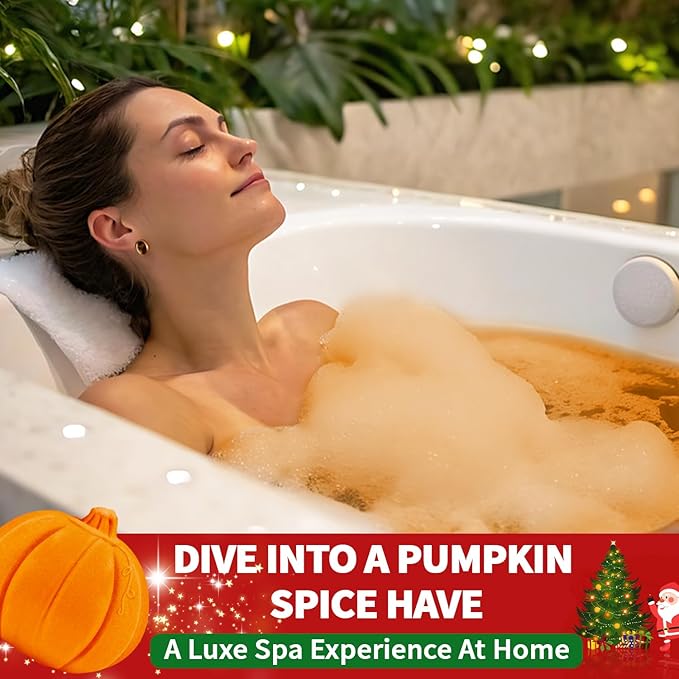 Bath Bombs Christmas Gifts for Women & Men Pumpkin Spice - Stocking Stuffers for Teen Girls Giftable Packaging, Natural Organic Relaxing, Vanilla/Coffee/Cinnamon/Nutneg Scent, White Elephant Gifts - Bloomnest