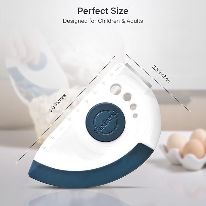 Nextrend BakerScraper – 5-in-1 Flexible Bowl Scraper, Bench Scraper and Dough Scraper with Stainless Steel Edge, Ruler & Herb Stripper – BPA Free, Dishwasher Safe - Blue - Bloomnest