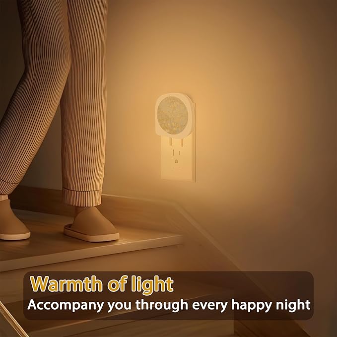 Almond Tree Blossom Night Light, Dusk to Dawn Round Lamp Auto Sensor for Bathroom Hallway Living Room - Bloomnest