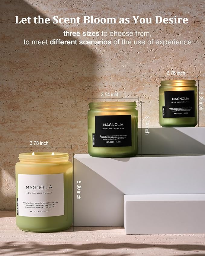M&SENSE Magnolia Jasmine Romantic Scented Candle, 19.4oz 110 Hours Long Lasting Clean Non Toxic All Natural Soy Wax Candle for Relaxing & Stress Relief, 2 Wick Home Fragrance Gifts for Home Decor - Bloomnest