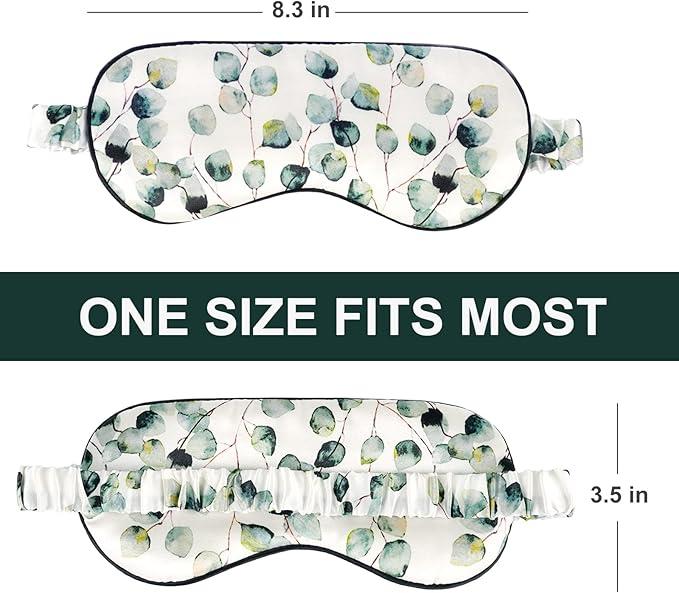 OLESILK 100% Natural Mulberry Silk Sleep Eye Mask Block Out Light, Fashion Printed Eye Mask Blindfold for Women Men Full Night Sleeping, Chic Eye Cover Eyeshade, Pattern 2 - Bloomnest