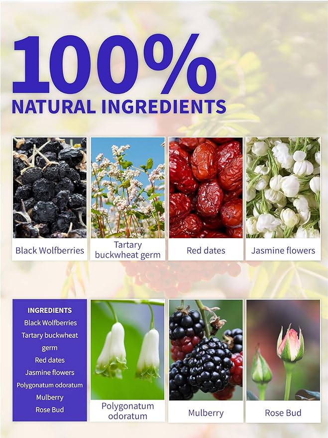 TeeLux Rose Blueberry Tea Bags, 8g/bag, Tartary Buckwheat with Mulberries, Red Dates, Caffeine Free, Floral Aroma & Rich Tartary Buckwheat Aroma, 30 Count - Bloomnest