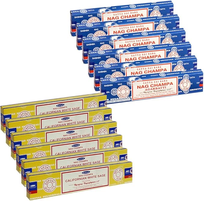 Nag Champa Incense Sticks and Californian White Sage Incense Sticks with Incense Holder Bundle for Home Fragrance and Spiritual Décor