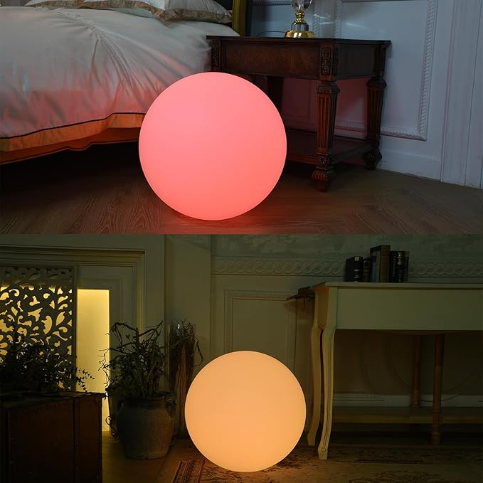 LOFTEK 20-inch LED Large Dimmable Light Ball: RGB 16 Color Changing Glow Ball with Remote Control, Waterproof Floating Pool Lights, Rechargeable for Nursery, Pool, Garden Decor - Bloomnest