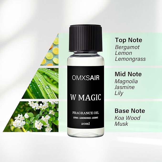 Luxury Hotel Scent W Maigc Oil Diffuser Refill Kit | Long Lasting Essential Oil for Large Room, HVAC & Car Waterless Fragrance Diffusers| Nanotech Formula| Spa Calming Aromatherapy Oil (20ml/0.7FL oz) - Bloomnest