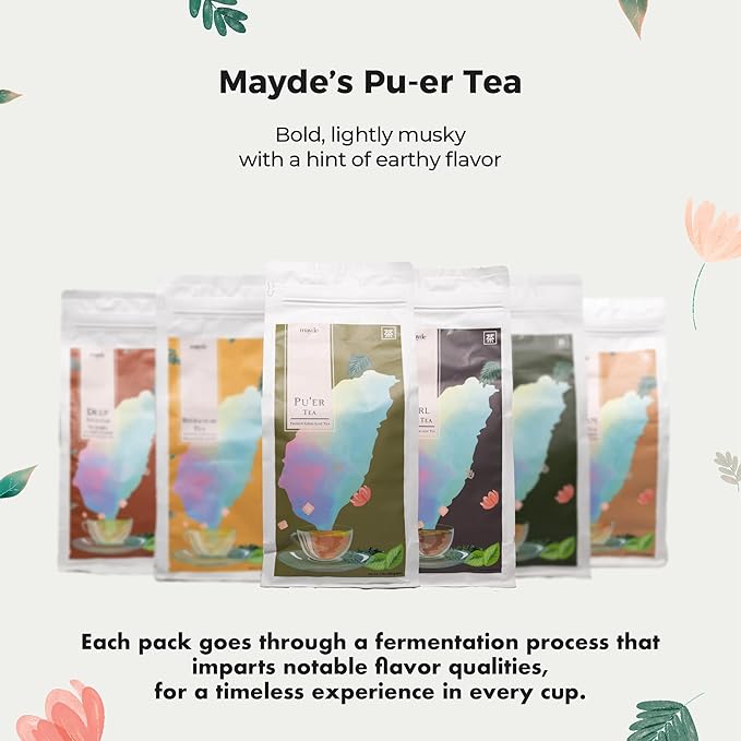 Mayde Pu-erh Loose Leaf Tea - Premium Aged Taiwanese Tea, 1 lb (16 oz) - Bloomnest