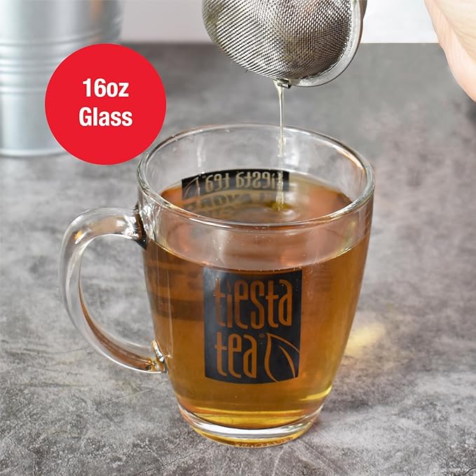Tiesta Tea 12.5 Oz Clear Glass Mug with Handle, Microwave & Dishwasher Safe, Ideal for Hot & Iced Beverages, Compatible with Loose Leaf Tea Infusers, Steepers, & Balls, Single Cup Glass Mug - Bloomnest