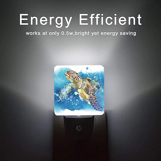 Turtle Night Light,Watercolor Sea Turtle Night Lights 0.5W Sleep Friendly for Boys Girls Led Night Light Dusk to Dawn Sensor Nightlight for Stairway/Hallway/Kitchen - Bloomnest