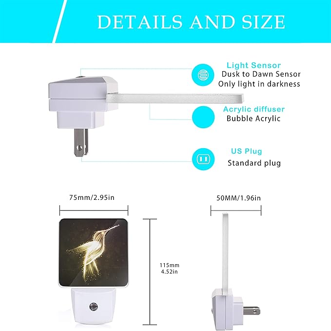 Hummingbird Night Light,Night Lights 0.5W Sleep Friendly for Women/Men Led Night Light Dusk to Dawn Sensor Nightlight for Stairway/Hallway/Kitchen - Bloomnest