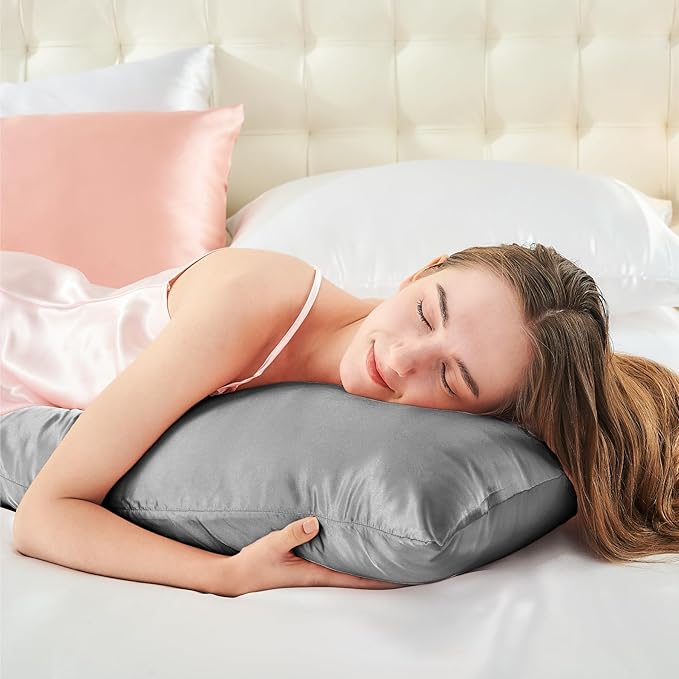 BEDELITE Satin Body Pillow Cover, Super Soft and Cooling Body Pillow Pillowcase for Hair and Skin, Breathable Silky Full Long Pillowcase Cover(20"x54", Grey) - Bloomnest
