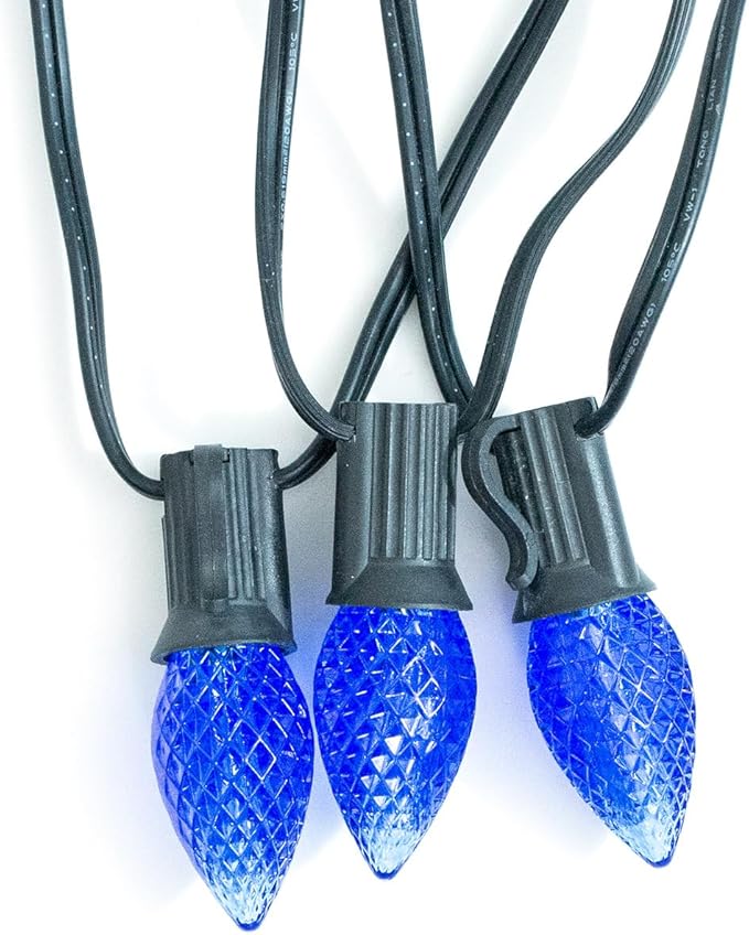 Meconard C7 Led Replacement Christmas Light Bulbs, C7 Shatterproof Led Bulbs for Christmas Indoor Outdoor String Lights, E12 Candelabra Base, Commercial Grade Holiday Bulbs, Blue, 25 Pack - Bloomnest