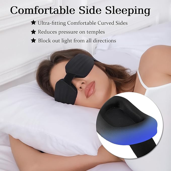 100% Blackout Sleep Eye Mask for Women Men, Zero Pressure Sleeping Mask - Sleep Mask for Cpap Users and Eyelash Friendly Night Blindfold, Adjustable Ultra Soft Comfortable for Dry Eye Mask - Bloomnest