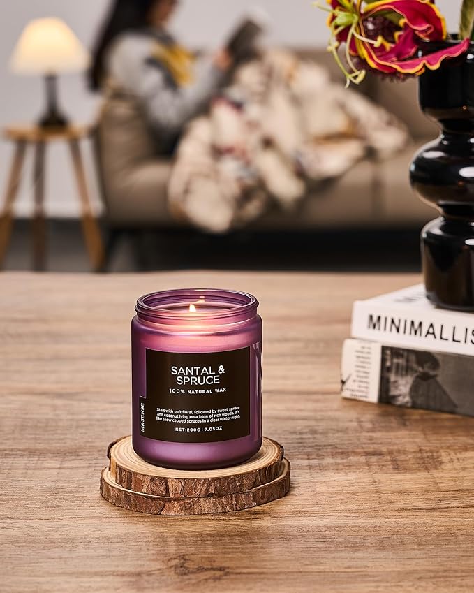 M&SENSE Sweet Spruce Scented Candle, Natural Soy Wax Winter Candle Cotton Wick 7.05oz Up to 50 Hours Tree Scented for Holiday Housewarming Gifts for Friends Family - Bloomnest