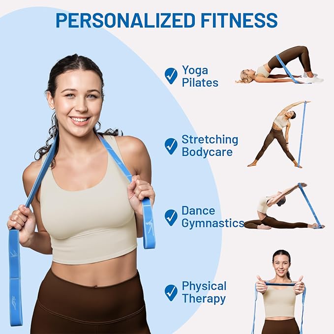 Slim Panda Stretch Strap, Dance Stretch Bands Flexibility, Elastic Yoga Stretching Strap with 9 Loops for Physical Therapy, Pilates, Yoga, Ballet, Gymnastics Stretching Bands for Exercise - Bloomnest