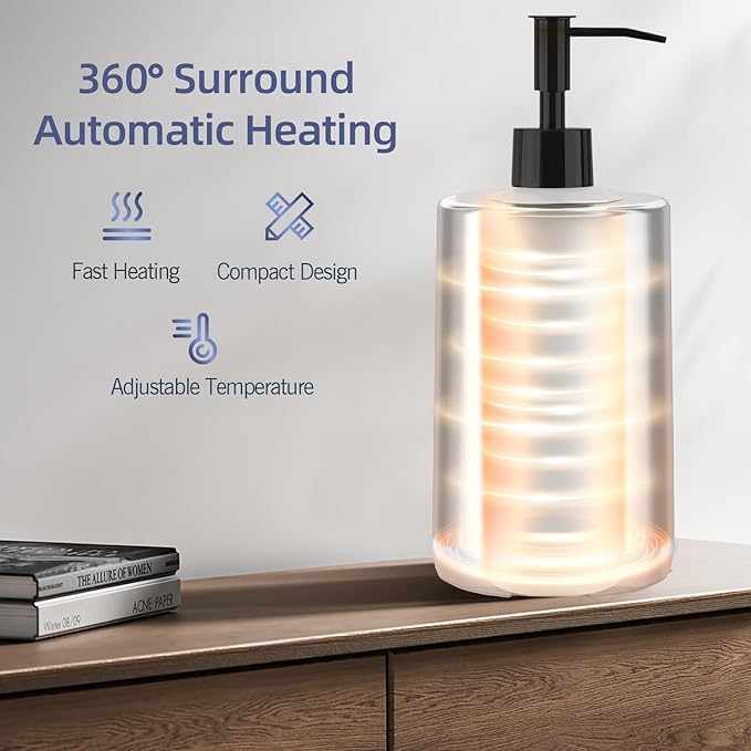 Massage Oil Warmer, Yofuly Body Lotion Warmer Dispenser Heated Machine with Atmosphere Light, Portable Temperature Adjustable Massage Oil Heater for Beauty Salon and Spa Use, Gray - Bloomnest