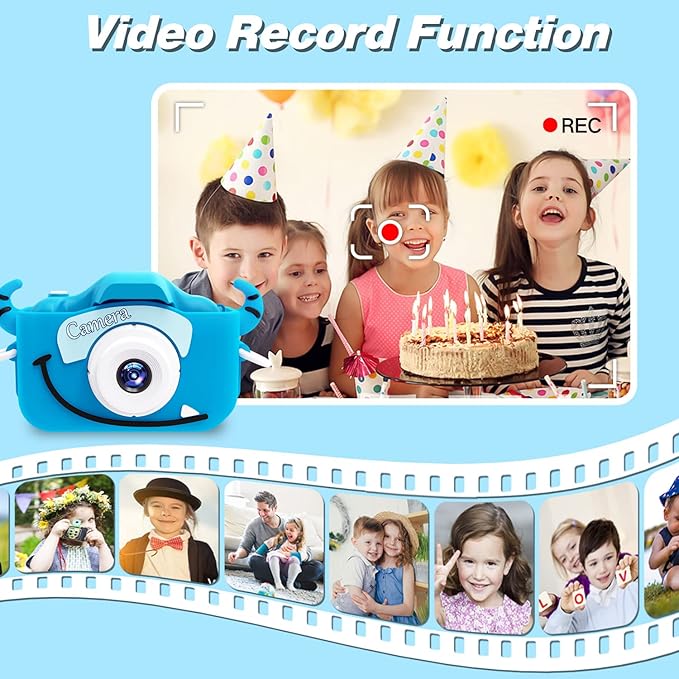 Goopow Kids Camera Toys for 3-8 Year Old Girls Boys,Children Digital Video Camcorder Camera with Cartoon Soft Cover, Best Chritmas Birthday Festival Gift for Kids - 32G SD Card Included - Bloomnest