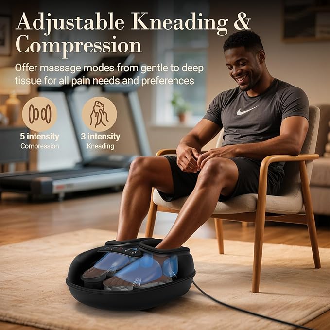 Foot Massager with Heat, Shiatsu Feet Massager with Remote, Adjustable Kneading Compression Foot Massage Machine for Plantar Fasciitis Neuropathy Pain, Fits Up to 13"