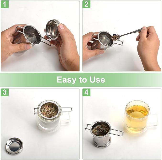 Numola Large Tea Infuser - Stainless Steel Loose Leaf Tea Steeper with Heat Resistant Double Handles, Tea Strainer & Tea Ball for Mugs, Cups & Teapots - Perfect for Home, Office, Coffee - Bloomnest