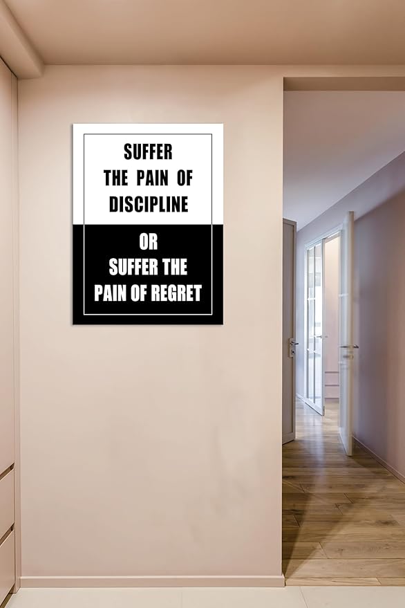 Inspirational Quotes Canvas Poster Suffer Discipline Pain or Regret Pain Motivational Wall Decor for Home School Bedroom Office Living Room Framed Ready to Hang [30" W X 40" H] - Bloomnest