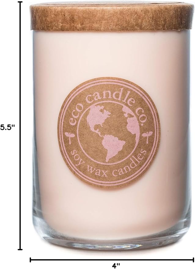 ECO CANDLE CO. Recycled Candle, Vanilla Grapefruit, 26 oz. - Scents of Vanilla & Pink Grapefruit - 100% Soy Wax, No Lead, Kraft Paper Label & Lid, Hand Poured, Made from Midwest Grown Soybeans - Bloomnest