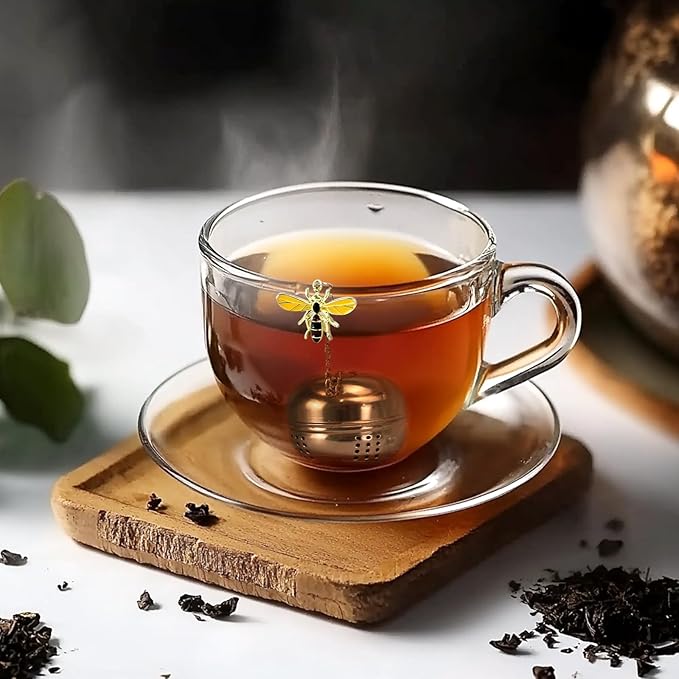 2Pcs Stainless Steel Mesh Tea Infuser, 2.1 inch Tea Infuser Ball with Cute Honey Bee Pendant,Tea Strainer Tea Diffuser Tea Steeper for Filtering Tea,Tea Infusers for Loose Tea