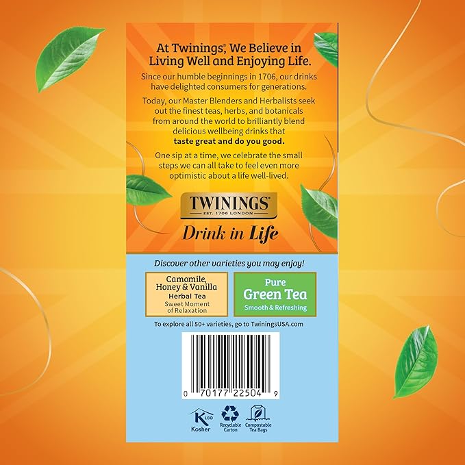 Twinings Pure Camomile Herbal Tea individually Wrapped Bags, 50 Count (Pack of 6), Naturally Caffeine-Free, Enjoy Hot or Iced, 300 Teabags - Bloomnest