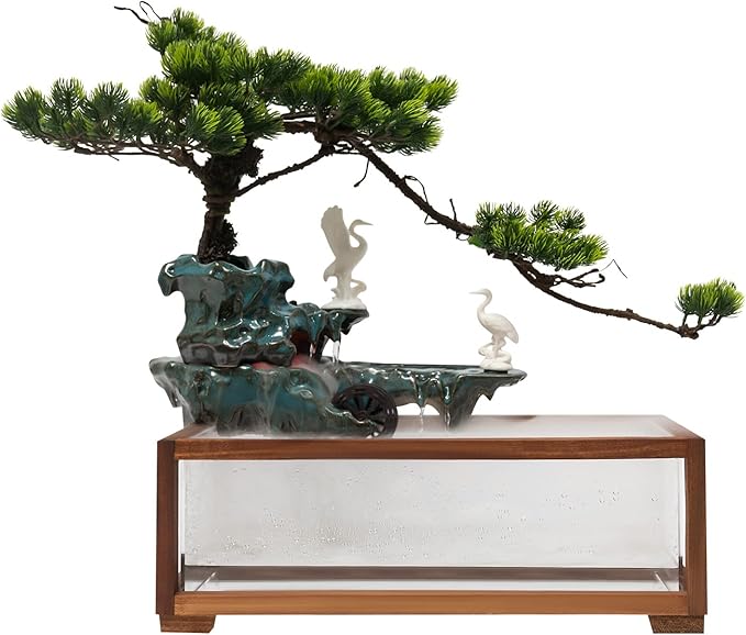 Tabletop Water Fountain, Indoor Waterfall with Mist Maker and Water Wheel for Home Office Decor for Good Luck Wealth - Bloomnest