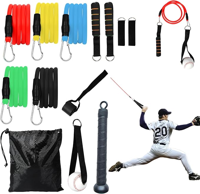 Baseball Resistance Trainer,Training Aid for Baseball Softball Pitchers,Interchangeable Grips to Build Arm Strength,Arm Bands for Baseball Players,Baseball Throwing Trainer,Great to Warm-Up - Bloomnest
