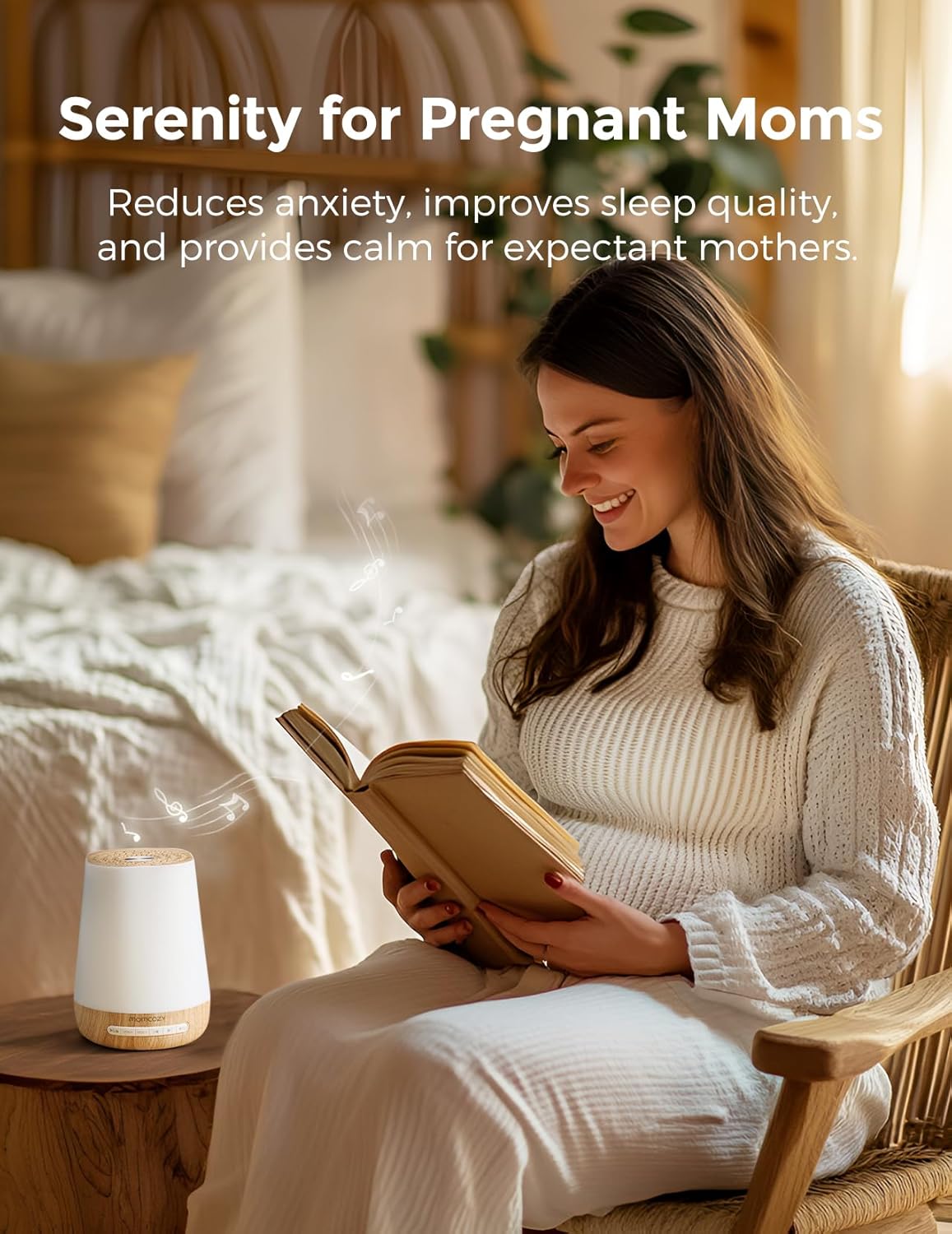 Baby Sound Machine, Momcozy White Noise Machine for Baby Sleeping with Night Light, Toddler Sleep Trainer with 34 Soothing Sounds, Timer, App Remote Control, Personal Sleep Routine(Wood Grain)