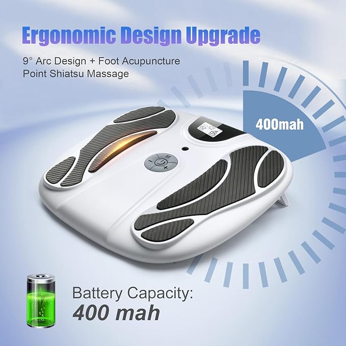 FSA EMS Foot Massager-Electronic Muscle Stimulator Relief for Neuropathy, Plantar Fasciitis & Foot Pain- 10 Modes, 20 Intensities, Remote - Silent Operation - Bloomnest
