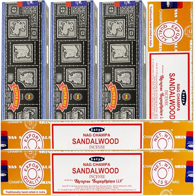 Super Hit Sandalwood Incense Sticks & Holder Bundle Variety Pack from House of Nag Champa Incense Sticks and Trumiri TRUMIRI