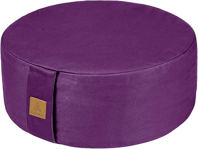 Zafu Buckwheat Meditation Cushion,D=13"/16" H=5.5",Round Zabuton Meditation Pillow,Yoga Bolster Kneeling Pillow Premium Yoga Pillow for Sitting on Floor Zippered Cotton Cover - Bloomnest