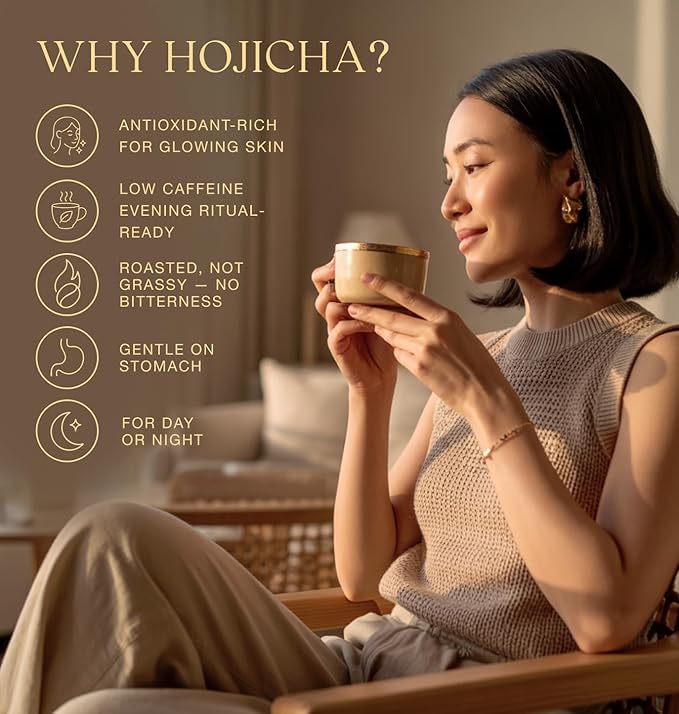 Queen Omi Organic Hojicha Powder | 100% Organic Japanese Roasted Green Tea Powder—Matcha & Coffee Alternative | Low Caffeine, Antioxidant-Rich, Smooth, Toasty, Nutty Flavor | 80g - Bloomnest