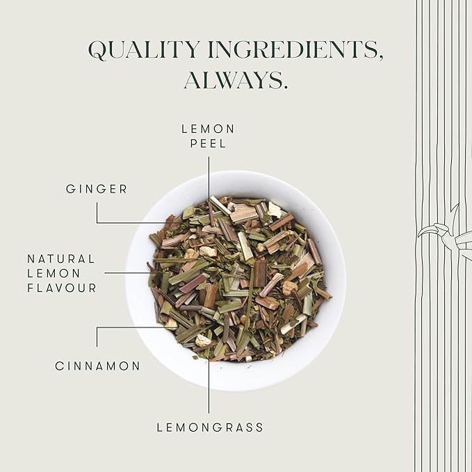 Luxmi Estates Lemon Ginger Root - 50gm Tin Loose Leaf | Certified Organic Herbal Tea | Citrus Flavor & Aroma | Lemon Peel, Ginger, Lemongrass, Licorice - Bloomnest