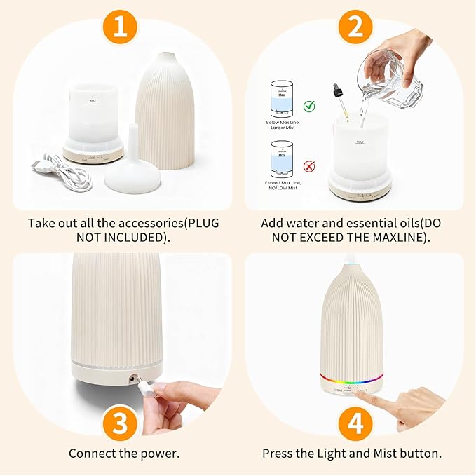 URPOWER 100ML Essential Oil Diffuser Ultrasonic Cool Mist Humidifier with 7 LED Lights, Timer & Auto-Off Quiet Aromatherapy Scent Diffuser for Home Bedroom Office Relaxation - Bloomnest