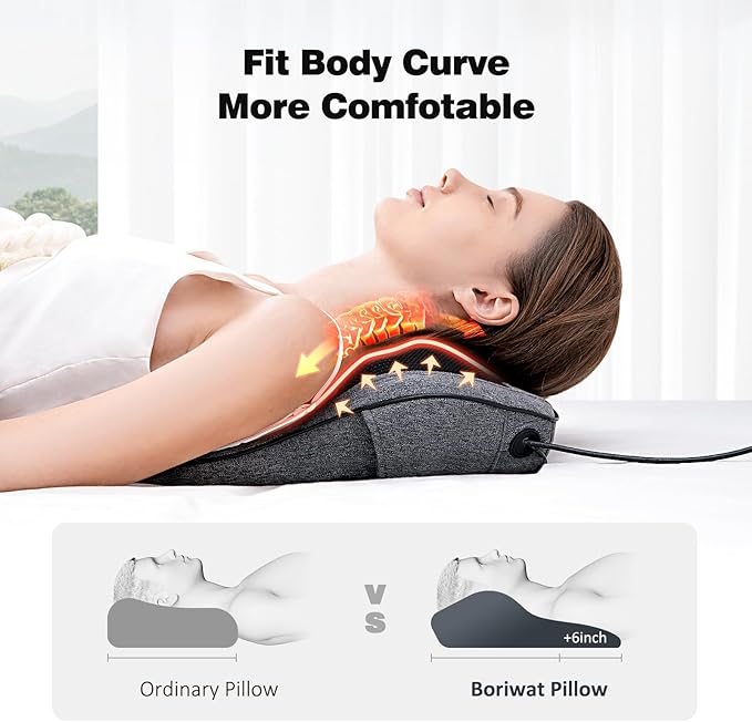 Boriwat Back Massager with Heat, Neck Massager for Pain Relief Deep Tissue, 3D Kneading Massage Pillow for Back, Neck, Shoulder, Legs, Gifts for Women Men Mom Dad - Bloomnest