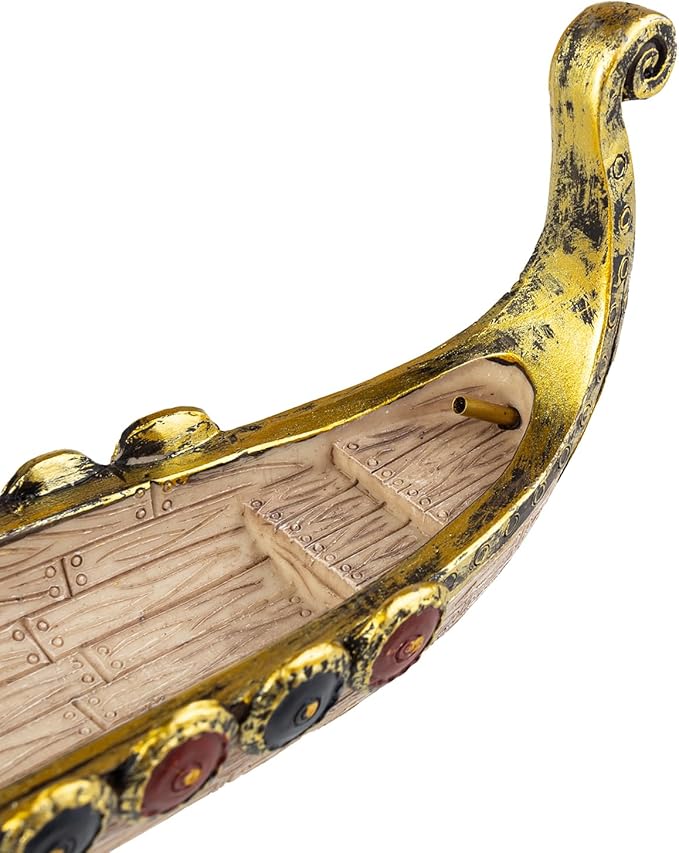 Comeon Retro Incense Burners Traditional Chinese Design Dragon Boat Incense Stick Holder Burner Hand Carved Carving Censer Ornaments (Gold) - Bloomnest