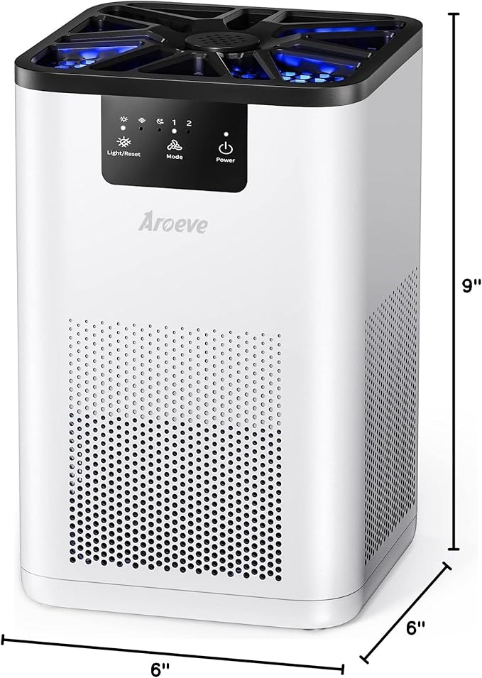 AROEVE Air Purifiers for Bedroom Air Purifier With Aromatherapy Function For Pet Smoke Pollen Dander Hair Smell 20dB Air Cleaner For Bedroom Office Living Room, MK06- White(Available for California) - Bloomnest