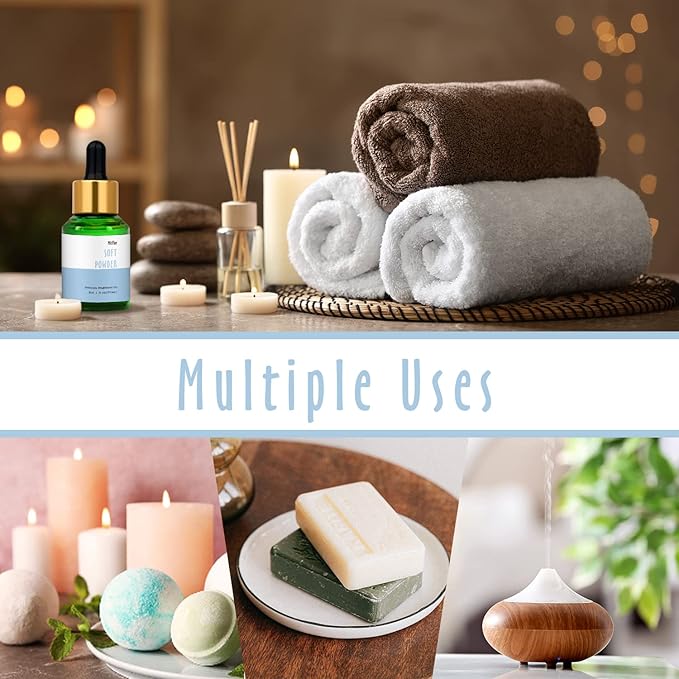 Soft Powder Fragrance Oil, MitFlor Single Scented Oil, Large Size Fragrance Oil for Diffuser, Soap & Candle Making Scent, Aromatherapy Oil, Clean Scent for Home Fragrance, 30ml - Bloomnest