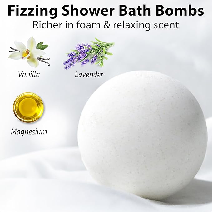 Magnesium Lavender Vanilla Luxury Fizzing Bath Bomb Sensitive Skin Formula for Relaxation Bath Moisturizing Shea Butter Stress Relief Gift for Women - Bloomnest