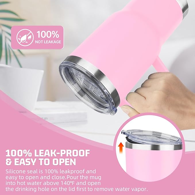 20 oz Tumbler with Handle Stainless Steel Insulated Coffee Mug Tumbler with Lid and Straw Double Wall Vacuum Insulated Coffee Mug Leak Proof Travel Mug Tumbler for Hot and Cold Drink (Mix Color-4)