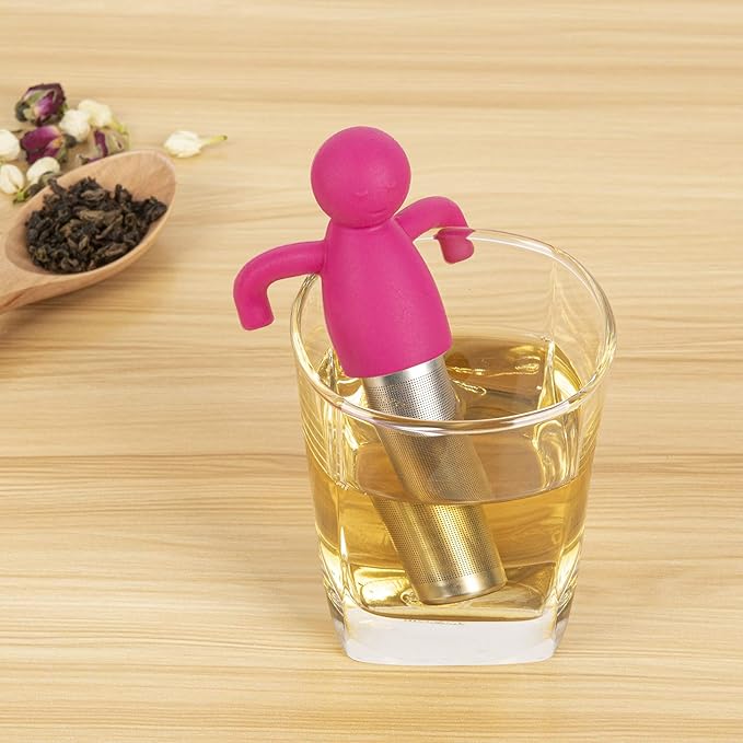 Leden Tea Infuser for Loose Tea 2 Pack Tea Steeper with Fine Mesh Stainless Steel Tea Strainer for Cup Mug, Nice Gift for Couples, Gray and Rose Red - Bloomnest