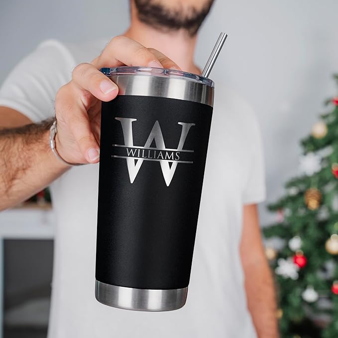 Be Burgundy Personalized Tumbler with Engraved Name - 12 Designs, 30 Oz Coffee Tumbler with Slider Lid, Black - Double Wall Insulated, Personalized Gift for Him & Her - Bloomnest