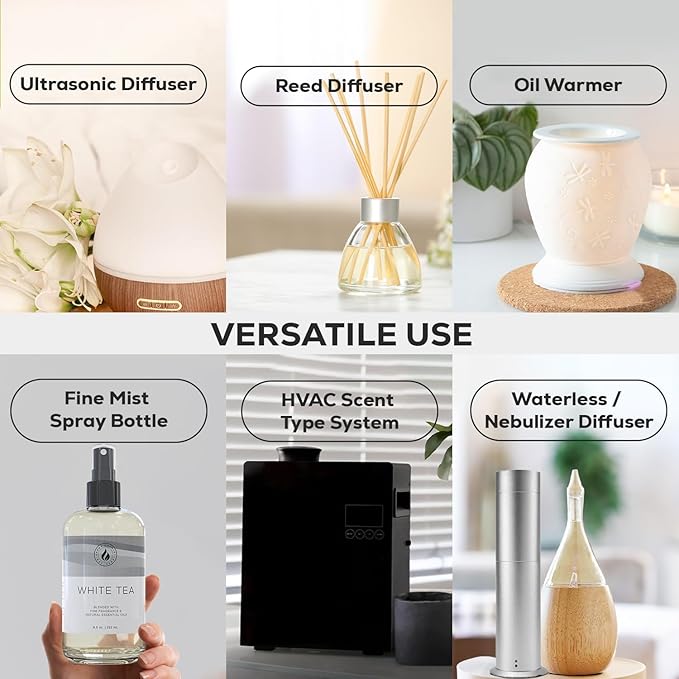 Aroma Country White Tea Diffuser Oil - Luxury Essential Oils for Diffuser Refill & Air Freshener Room Spray, Long-Lasting, Natural Home Fragrance and Hotel Scent for Diffusers & Machines (4 Fl. oz) AromaCountry